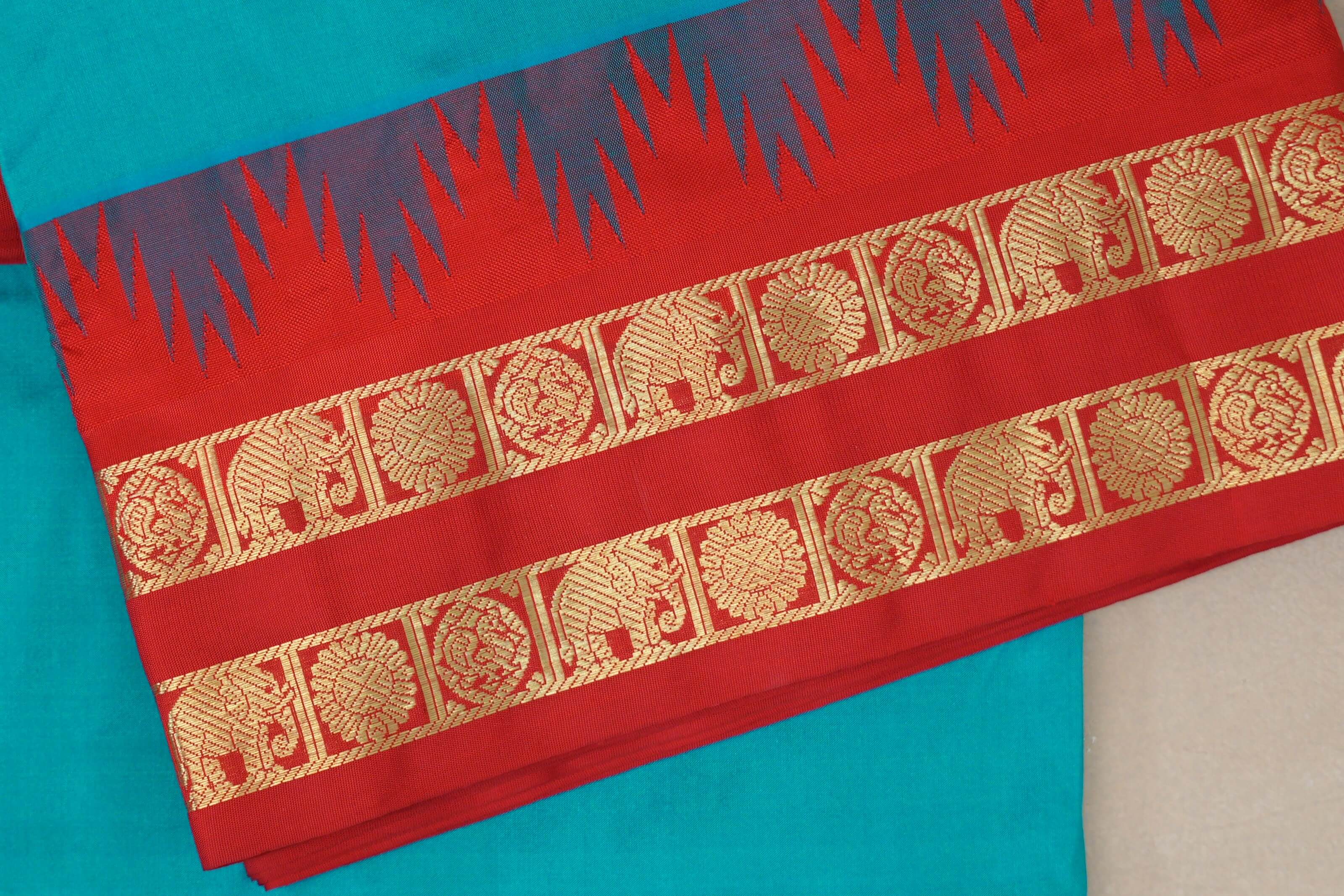 blue Ten Yards Silk saree border zoom
