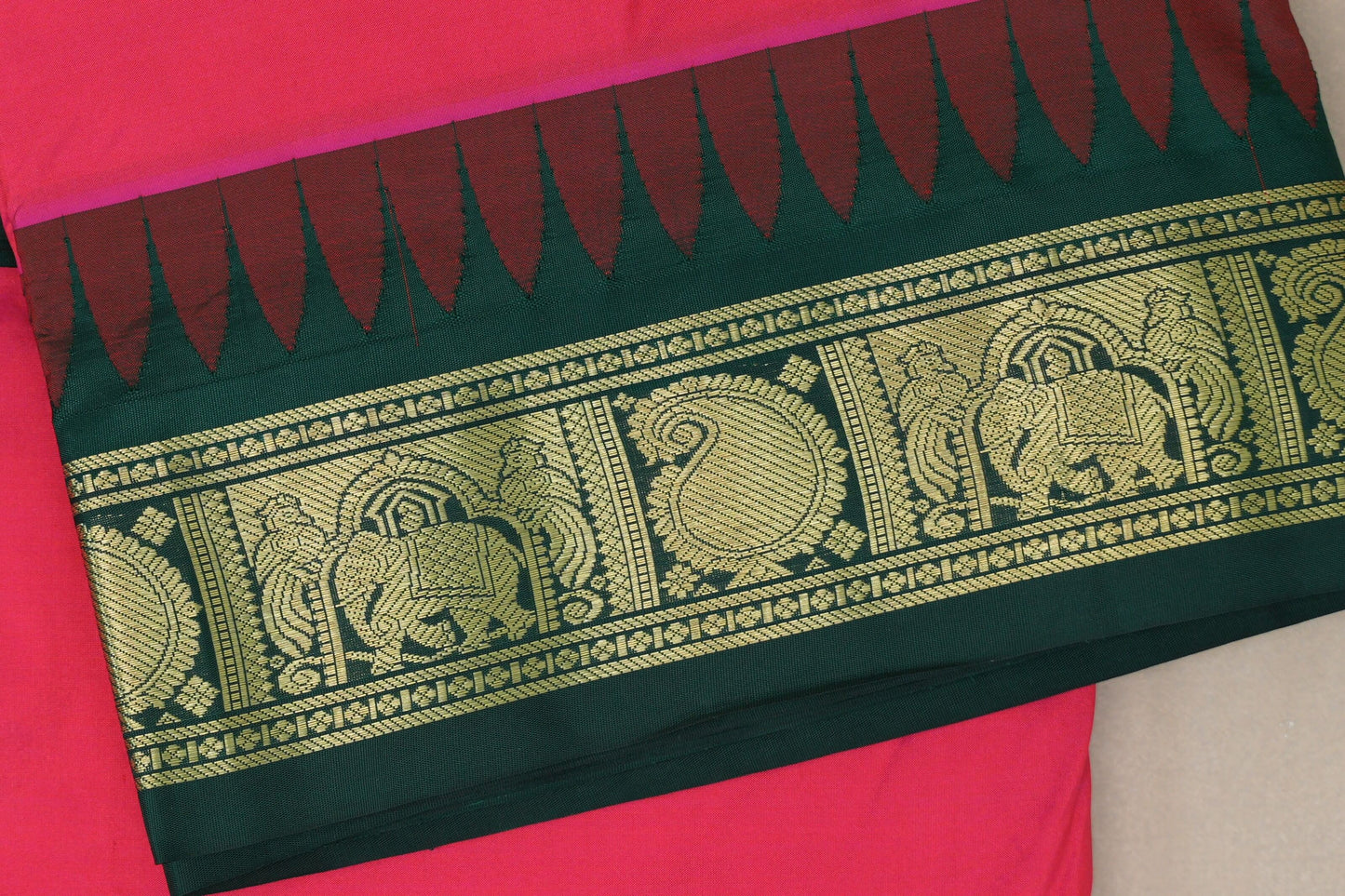Bright blue Ten Yards Silk saree  border zoom