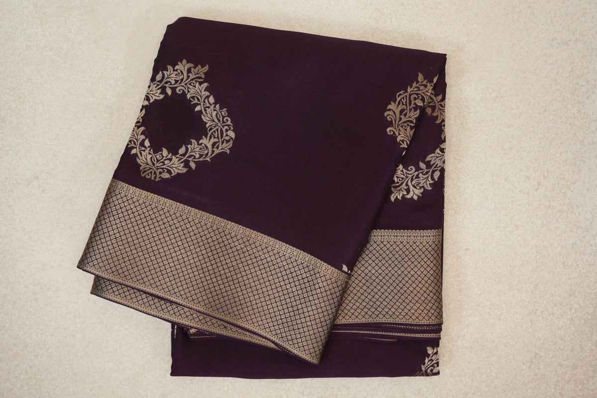 Deep Plum Purple Mysore Silk Saree