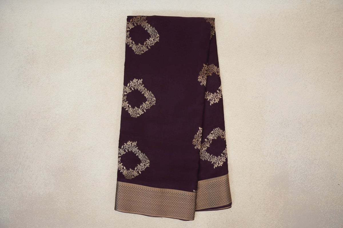 Online Deep Plum Purple Mysore Silk Saree