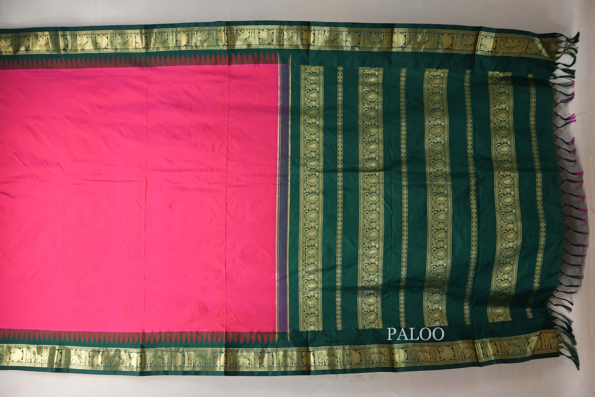 Bright blue Ten Yards Silk saree  paloo