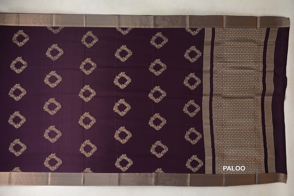 Deep Plum Purple Mysore Silk Saree paloo