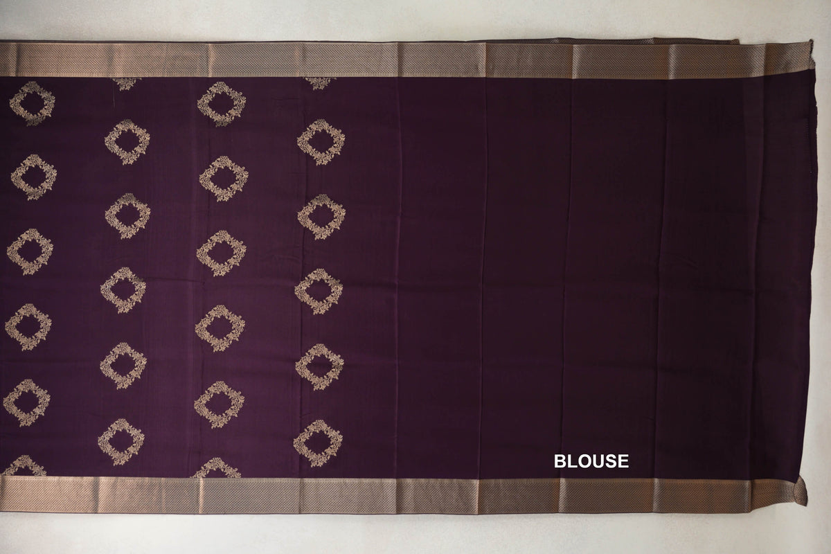 Deep Plum Purple Mysore Silk Saree blouse