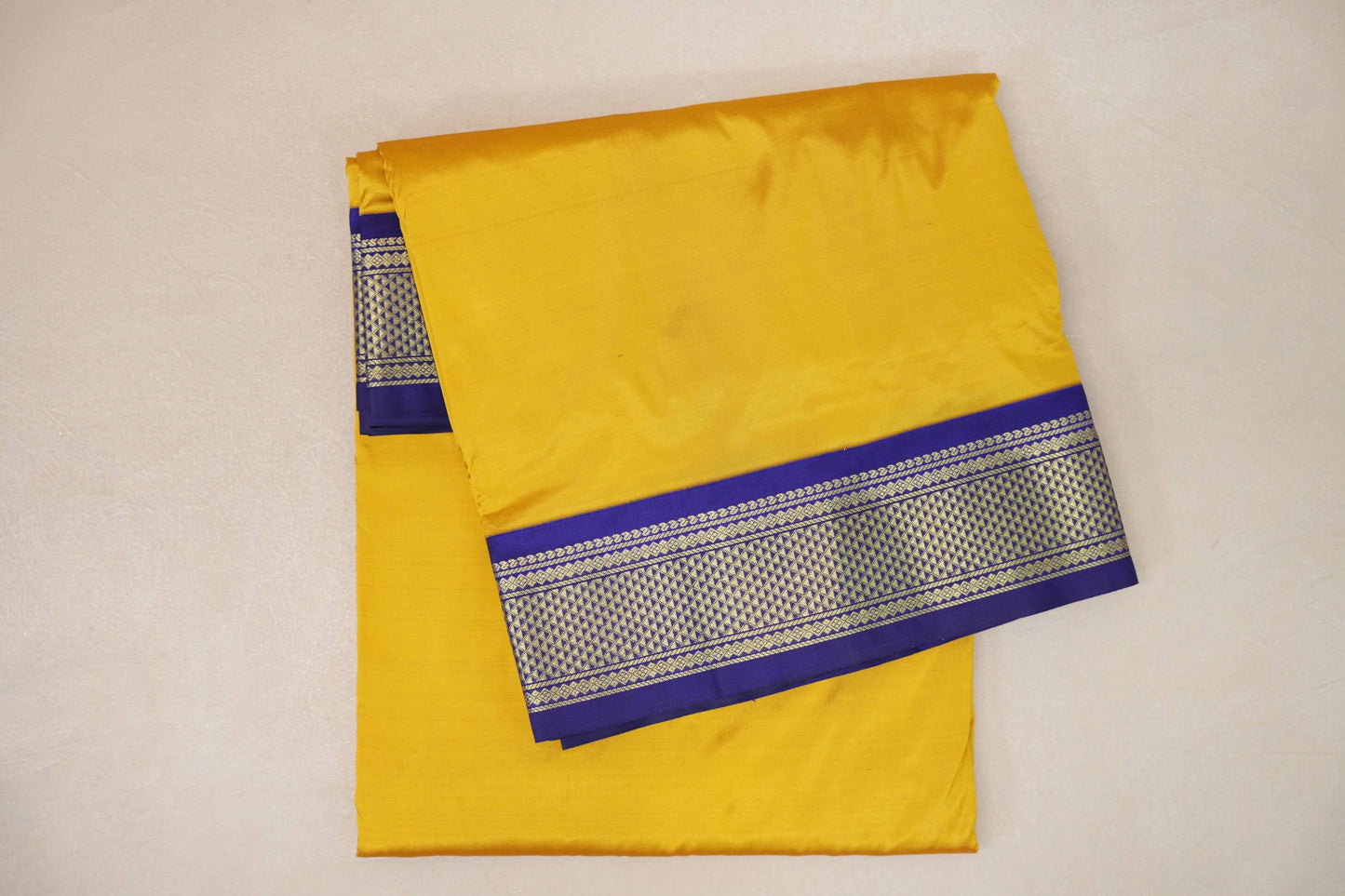 Bright yellow Ten Yards Silk Cotton saree
