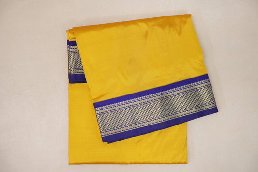 Bright yellow Ten Yards Silk Cotton saree