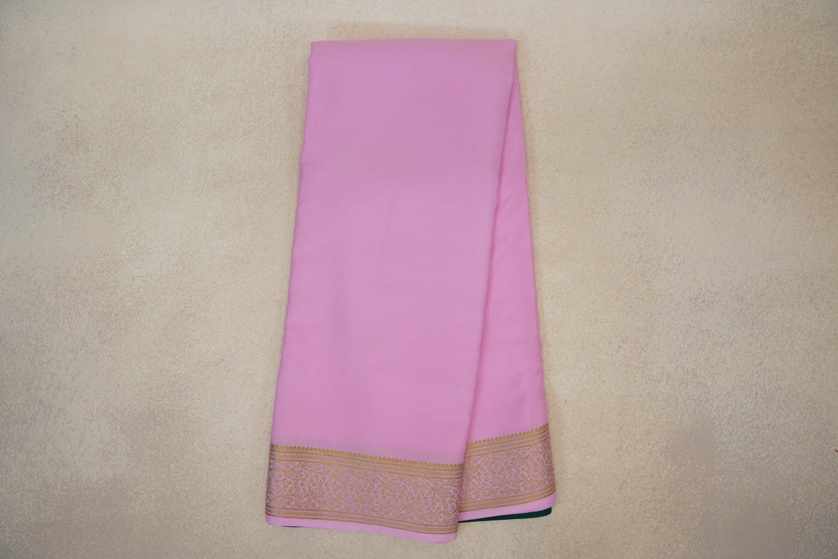 Online Pastel Pink Mysore Silk Saree