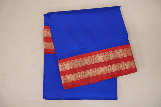folded Azure Blue Ten Yards Silk Saree