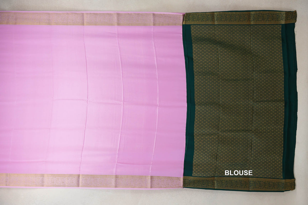 Pastel Pink Mysore Silk Saree blouse