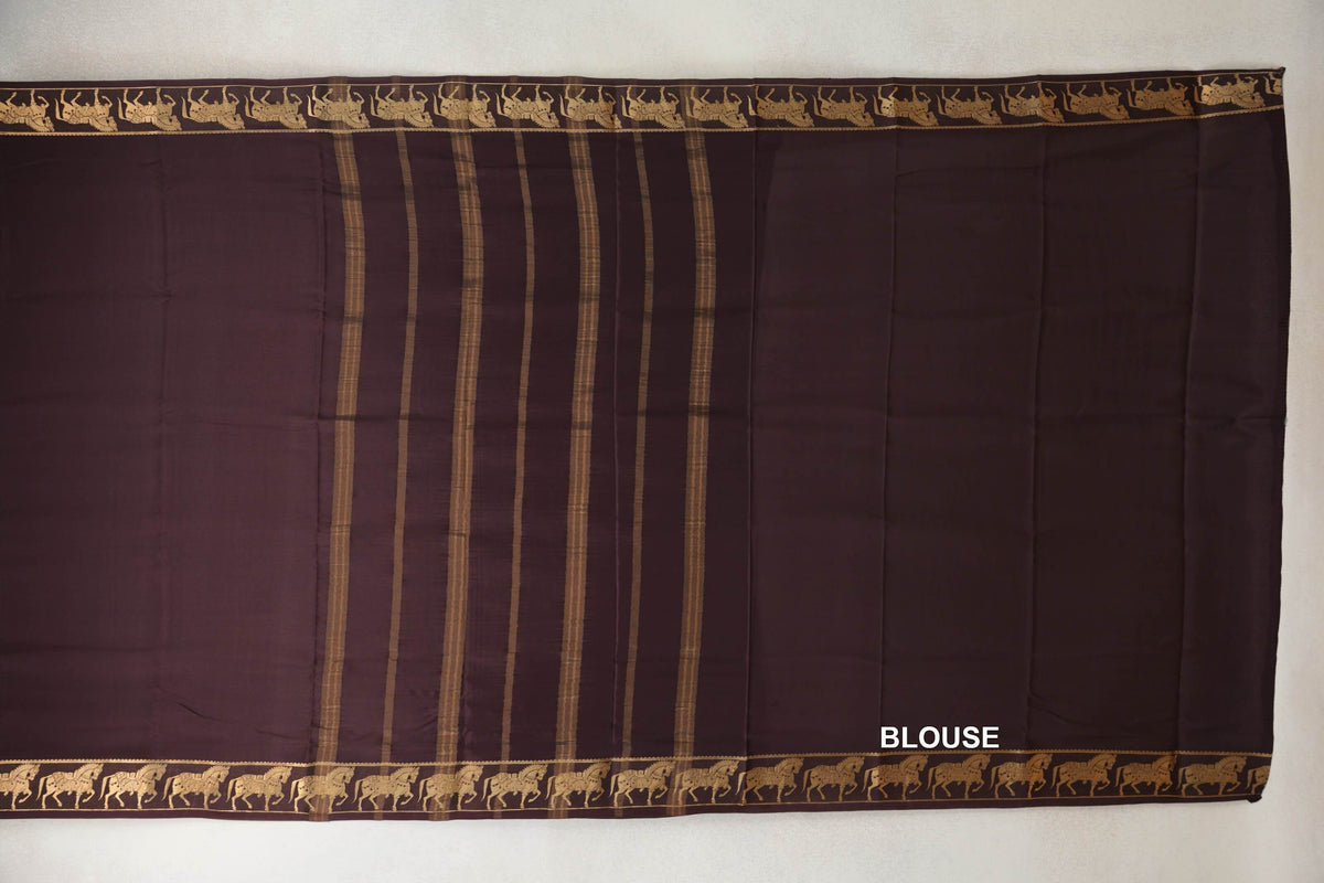 Coffee Bean Brown Mysore Silk Saree blouse
