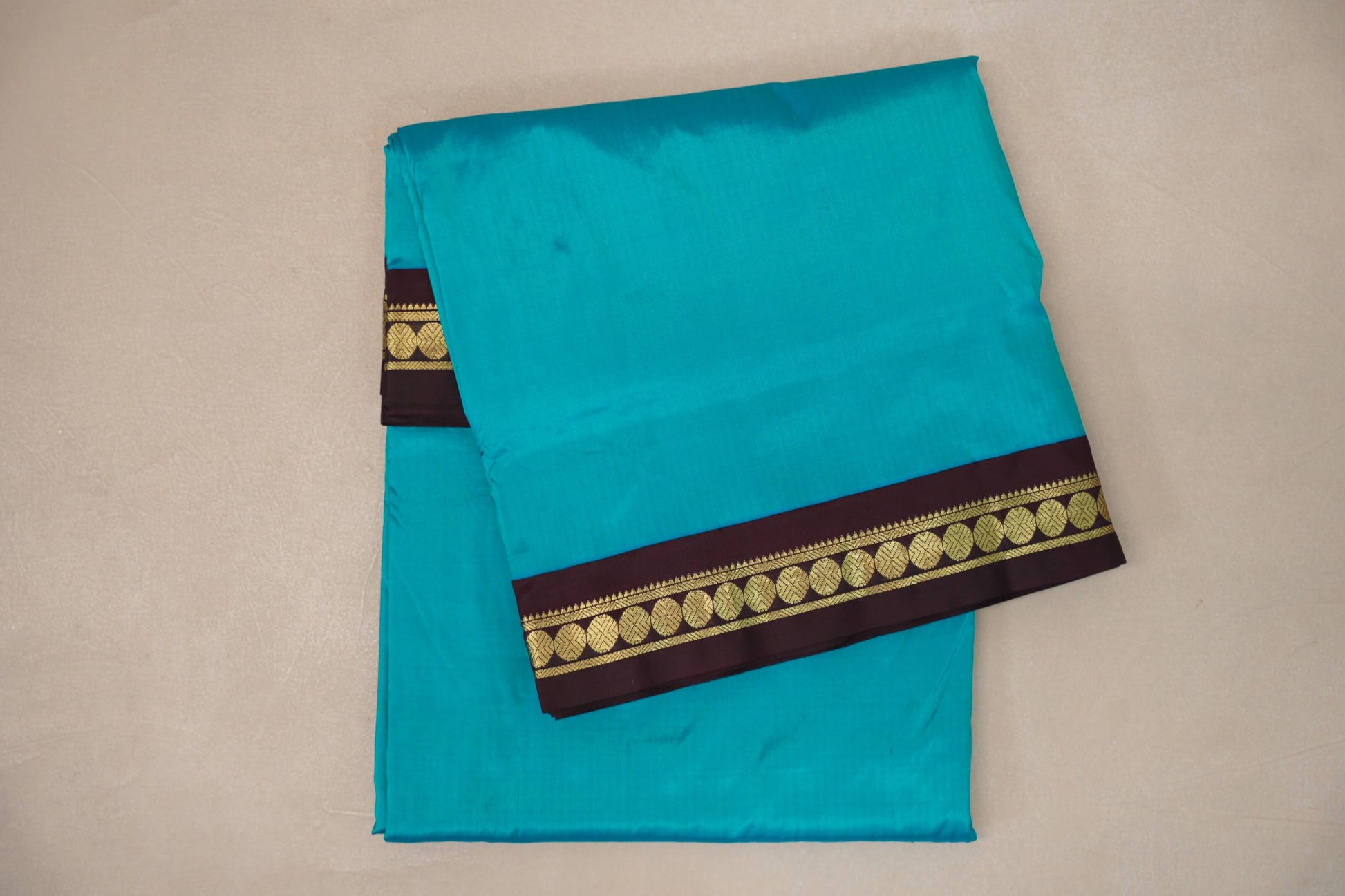 aqua blue Ten Yards Silk Saree 
