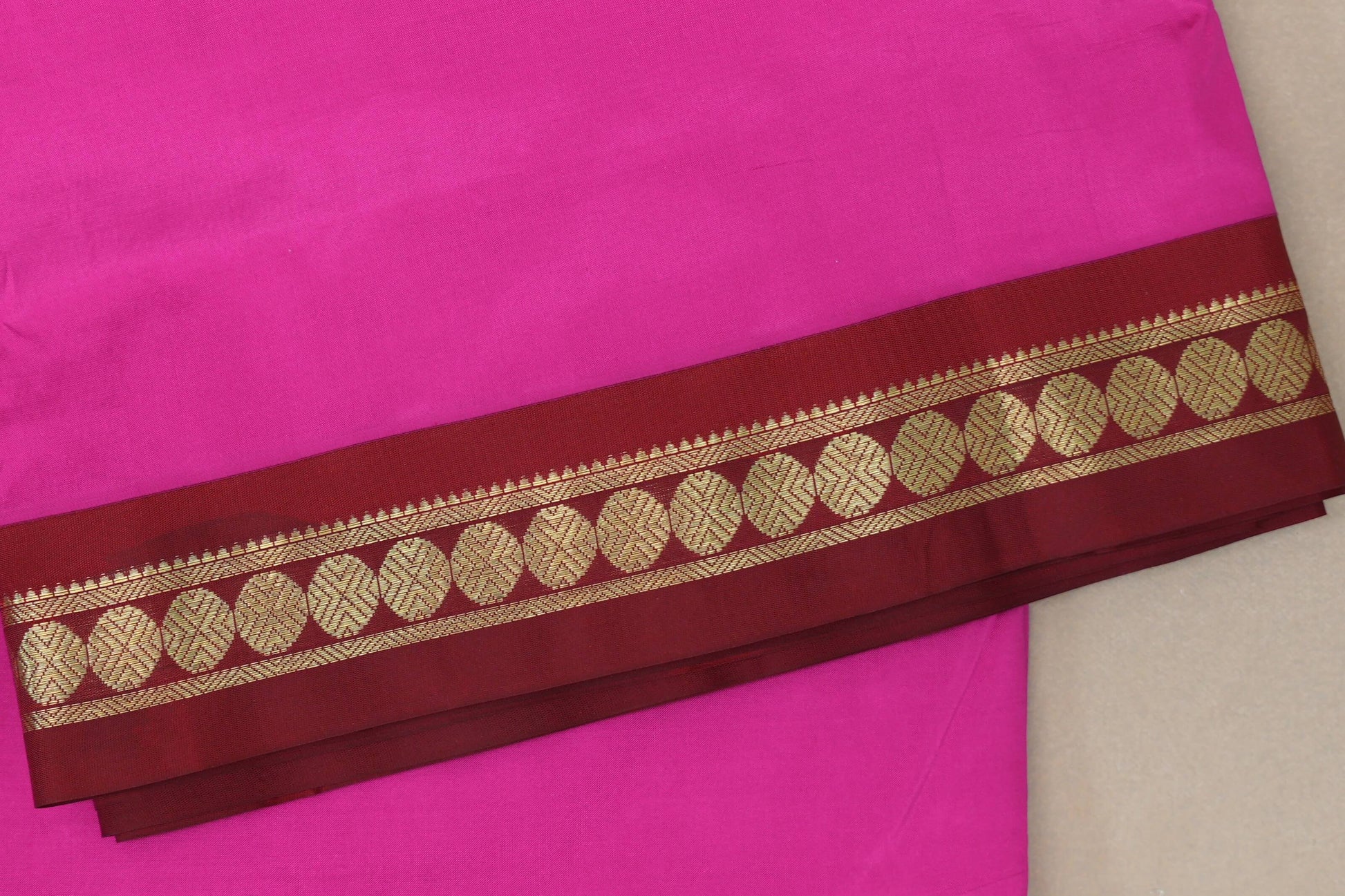 Rani Pink Ten Yards Silk Saree  order zoom