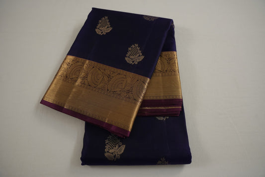 Ink blue light weight kanchipuram silk saree