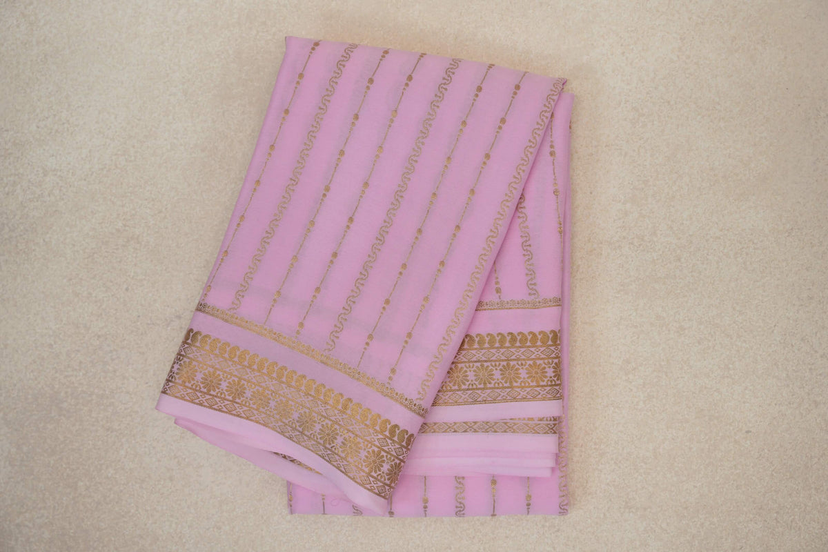 Rose Pink Mysore Silk Saree