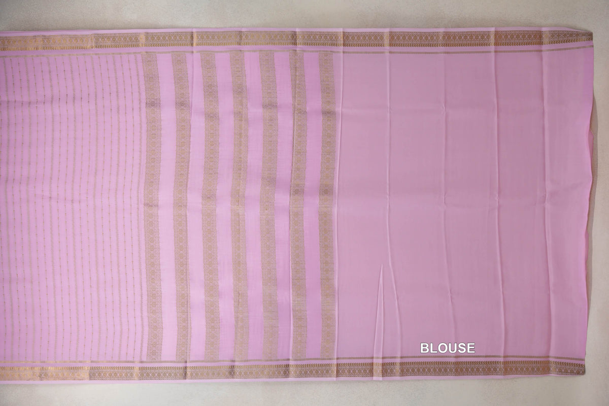 Rose Pink Mysore Silk Saree blouse