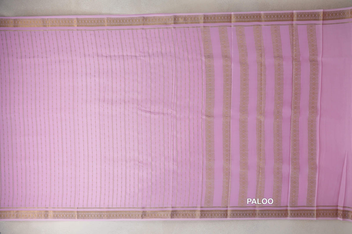 Rose Pink Mysore Silk Saree paloo