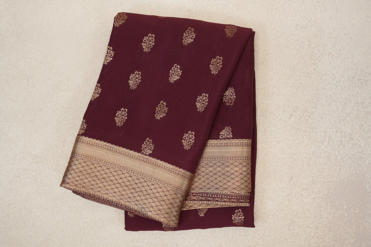 Wine Maroon Mysore Silk Saree