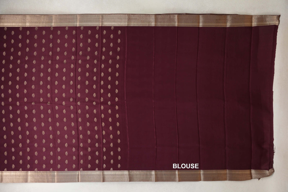 Wine Maroon Mysore Silk Saree blouse