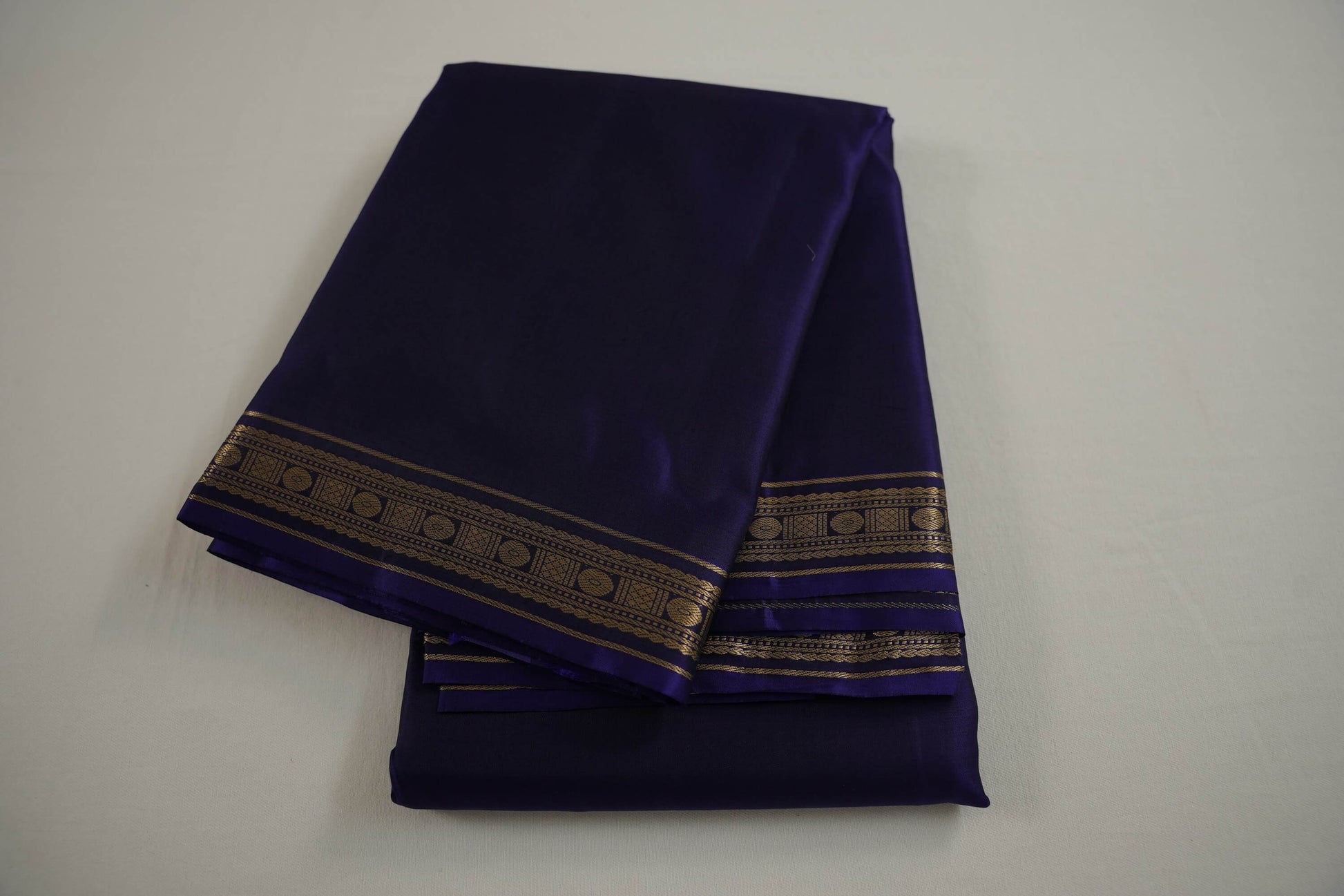 Dark ink blue light weight kanchipuram silk saree
