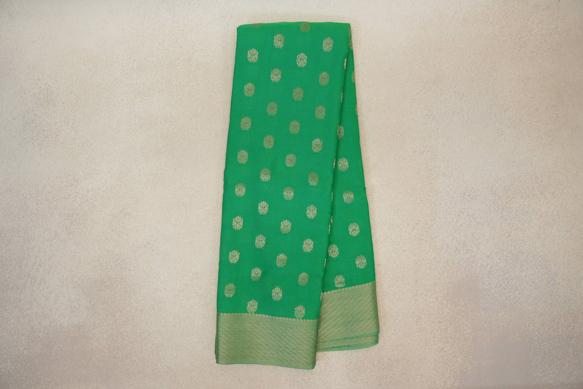 Online Bright Parrot Green Mysore Silk Saree 