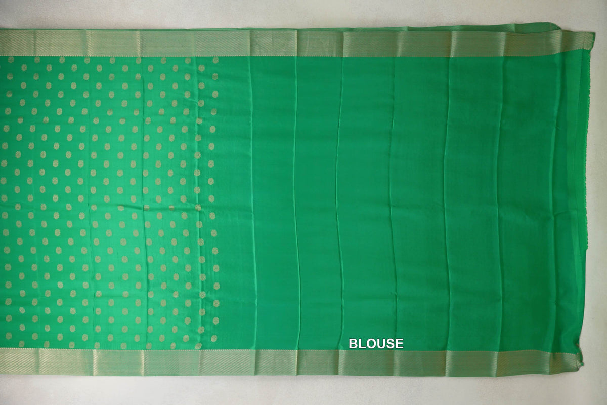 Bright Parrot Green Mysore Silk Saree blouse