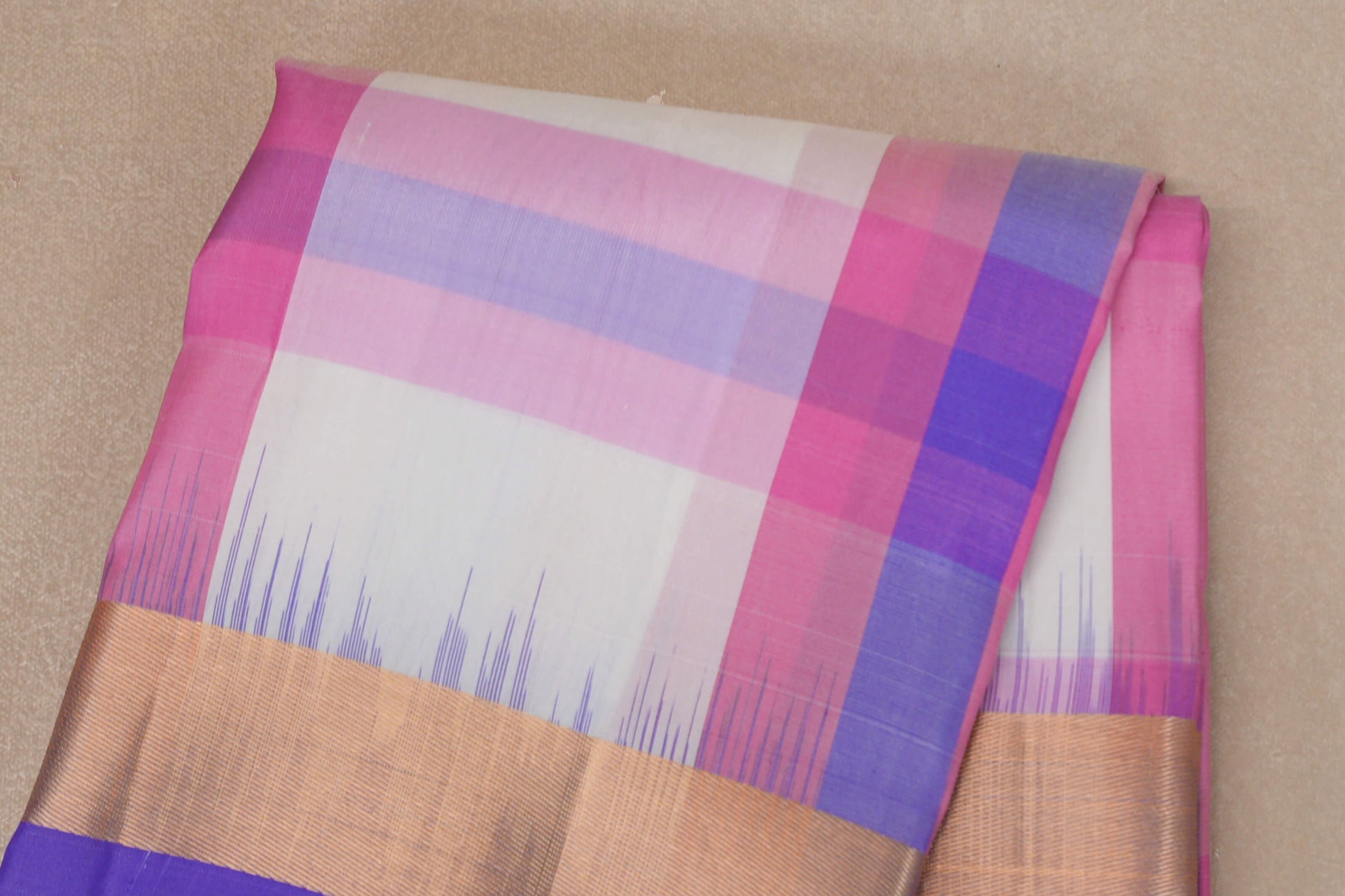 Multi Color Checks Light Weight Kanjivaram Silk Saree body