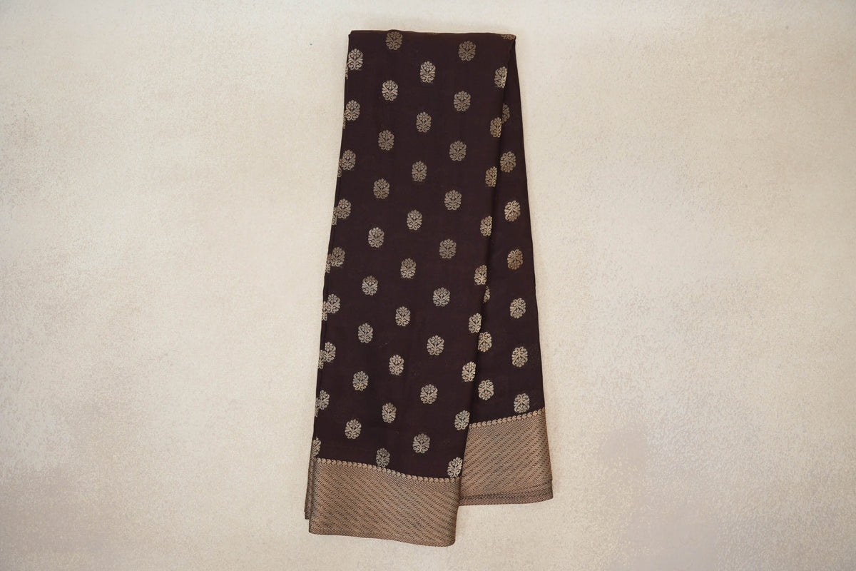 Online Deep Coffee Bean Brown Mysore Silk Saree 