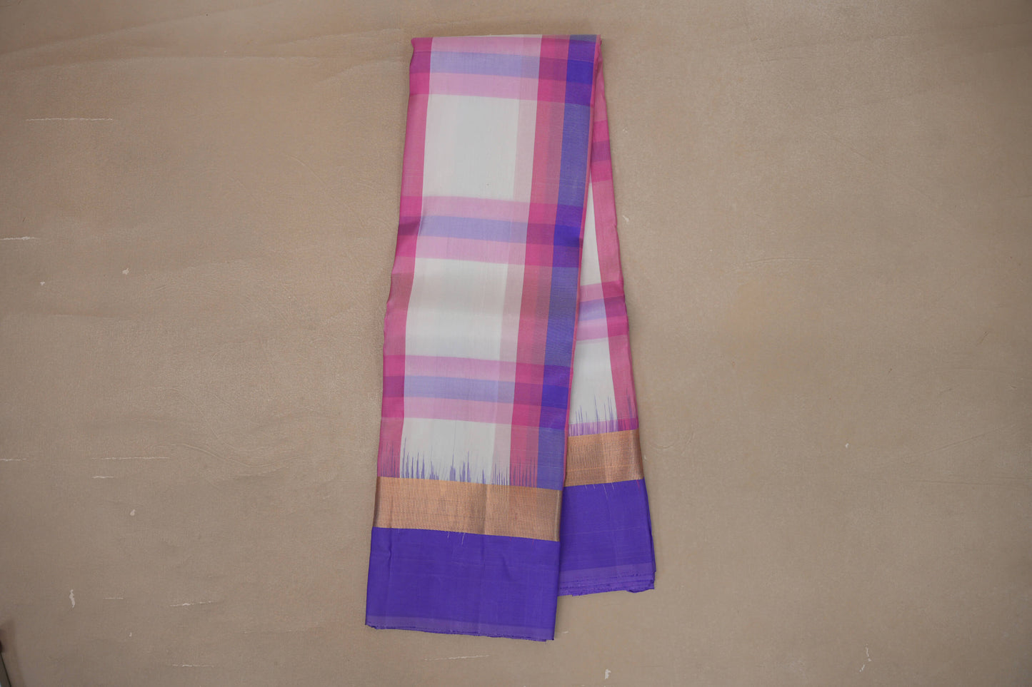 Online Multi Color Checks Light Weight Kanjivaram Silk Saree