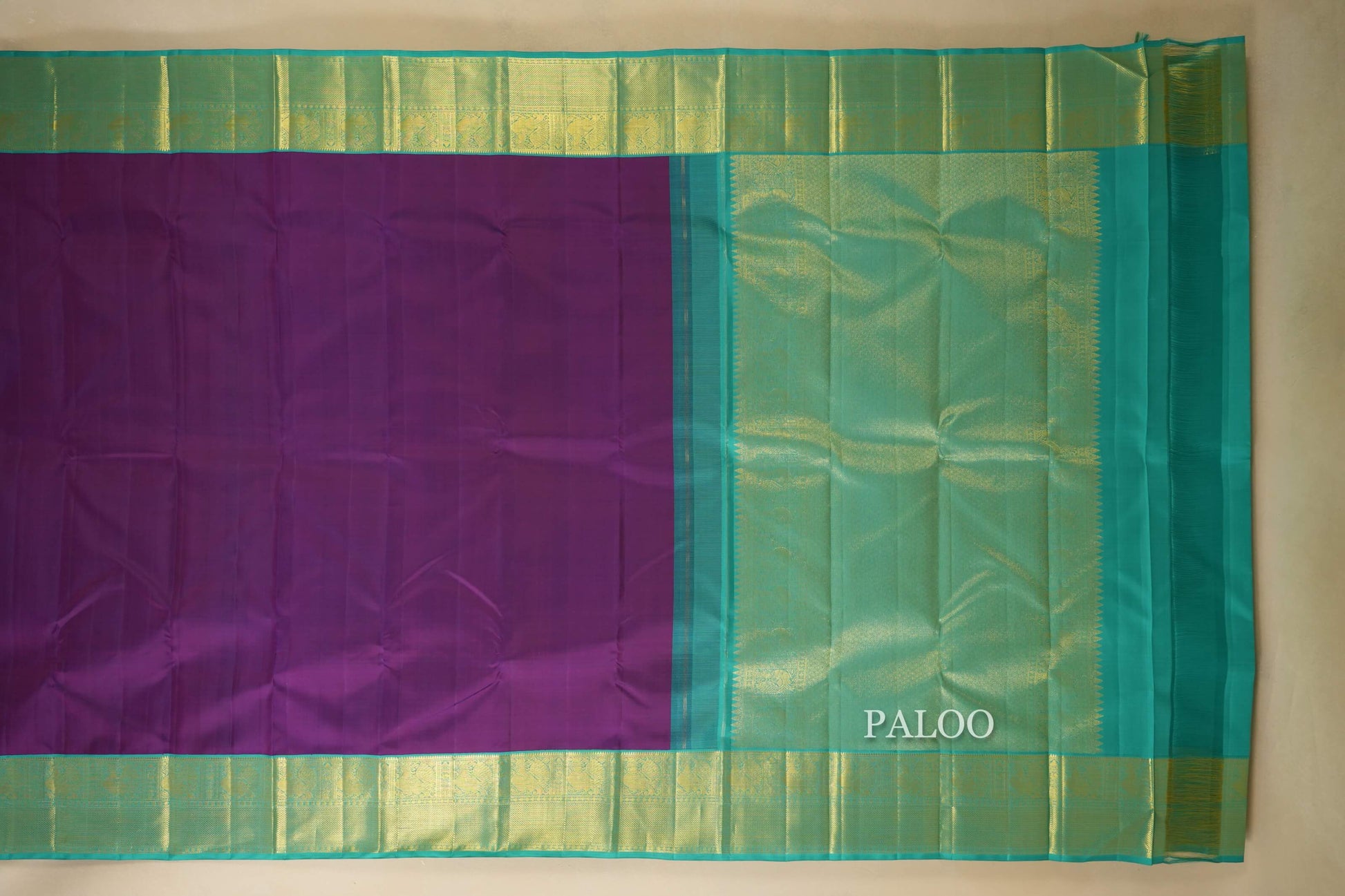 Magenta Vintage Kanjivaram Silk Saree paloo