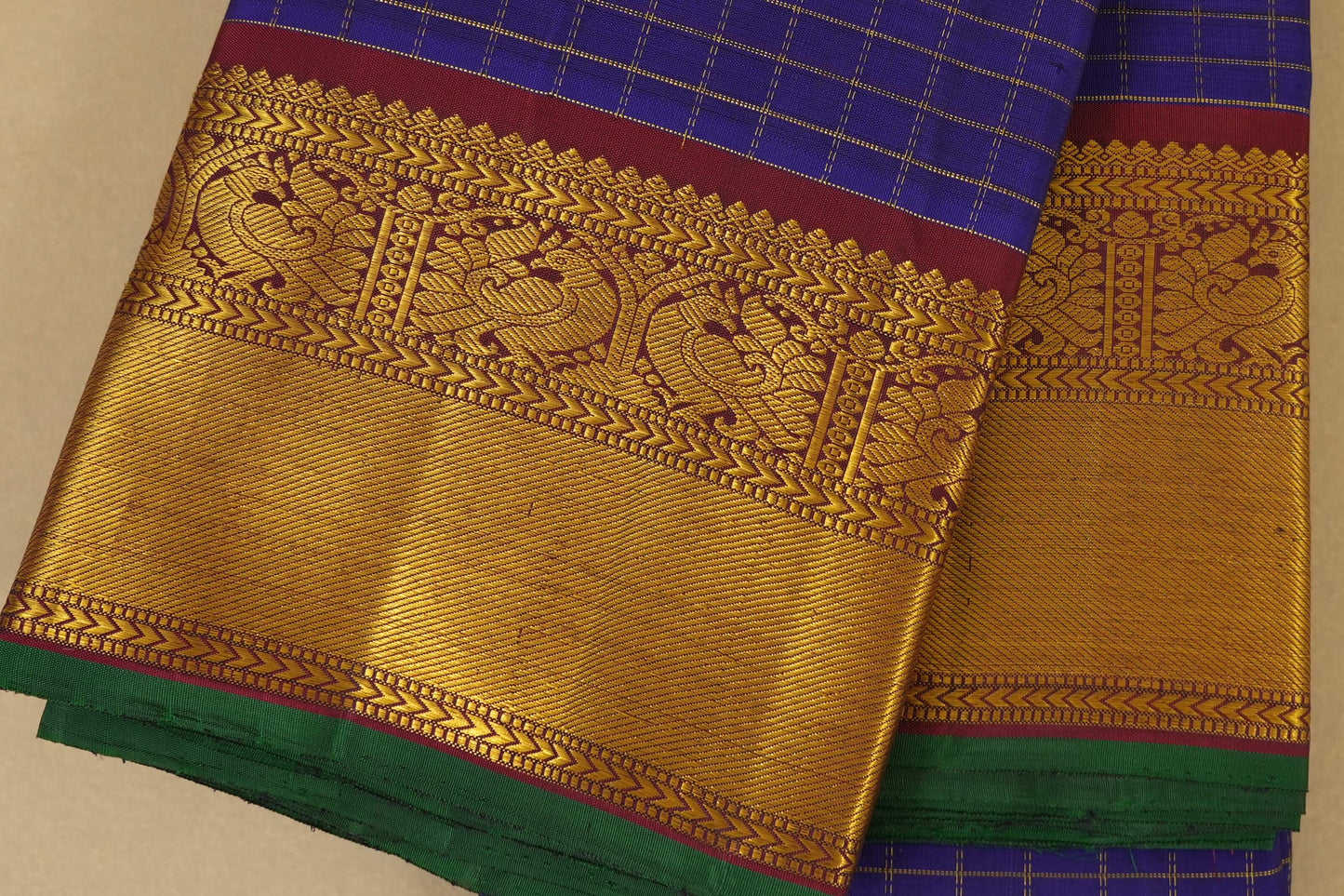 Violet Kanjivaram Silk Saree Borders Zoom