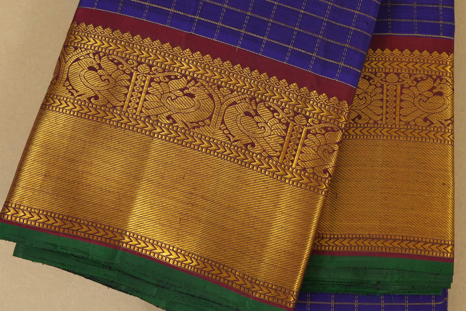 Violet Kanjivaram Silk Saree Borders Zoom