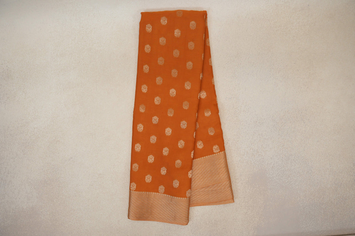 Online Mustard Orange Mysore Silk Saree