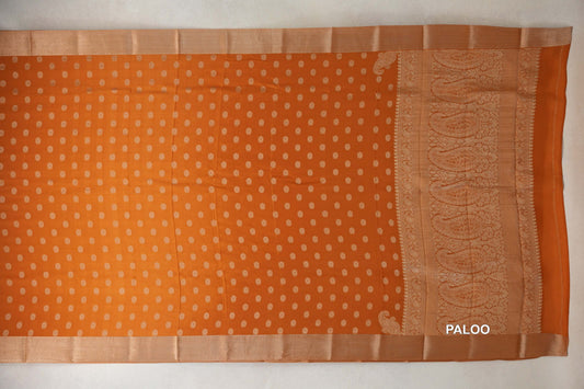 Mustard Orange Mysore Silk Saree paloo