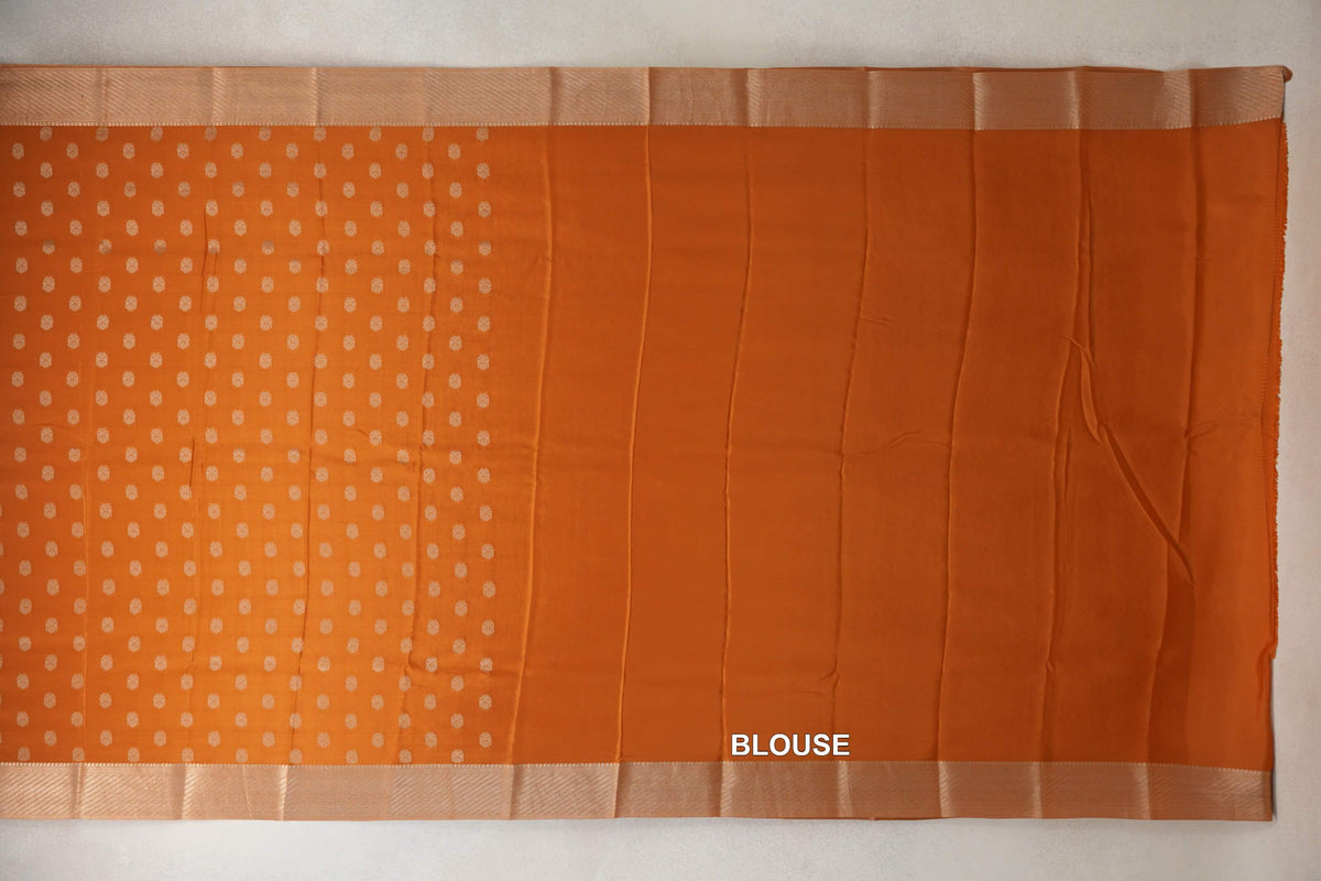 Mustard Orange Mysore Silk Saree blouse