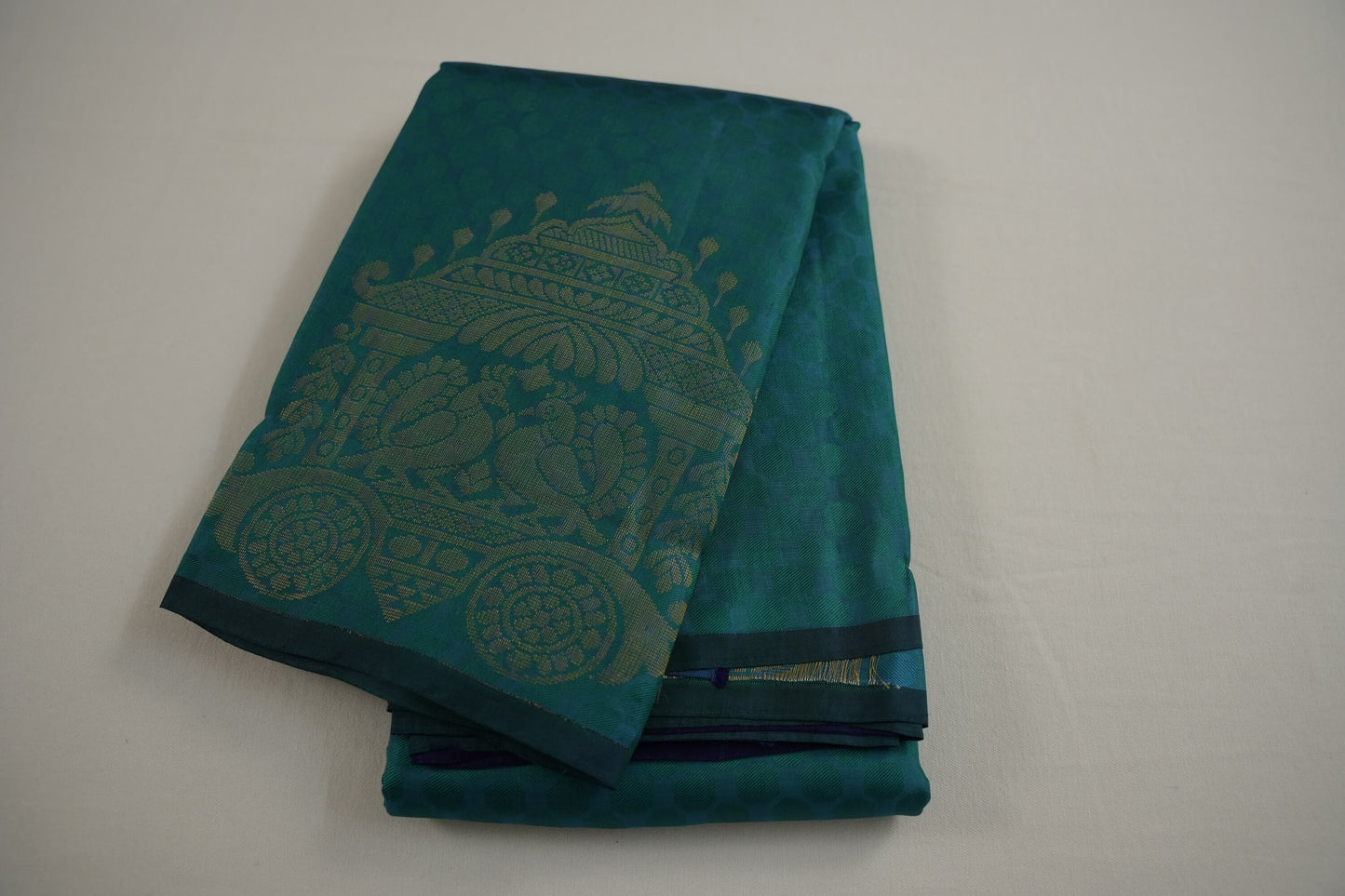 Greenish blue light weight kanchipuram silk saree