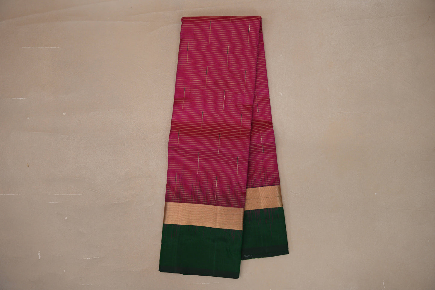 Online Bright Pink with Deep Bottle Green Borders Light Weight Kanjivaram Silk Saree