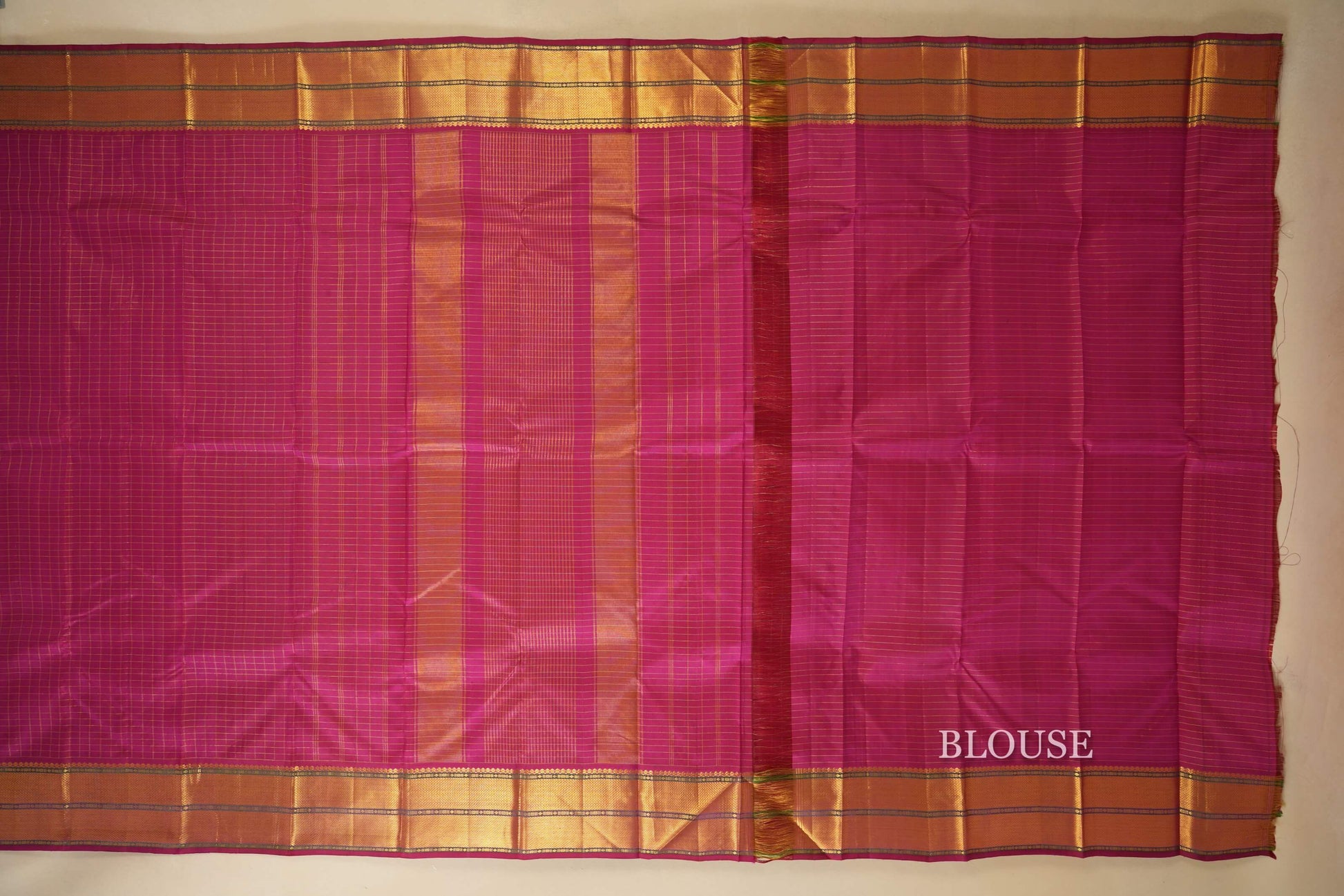 Pink Vintage Kanjivaram Silk Saree Blouse 