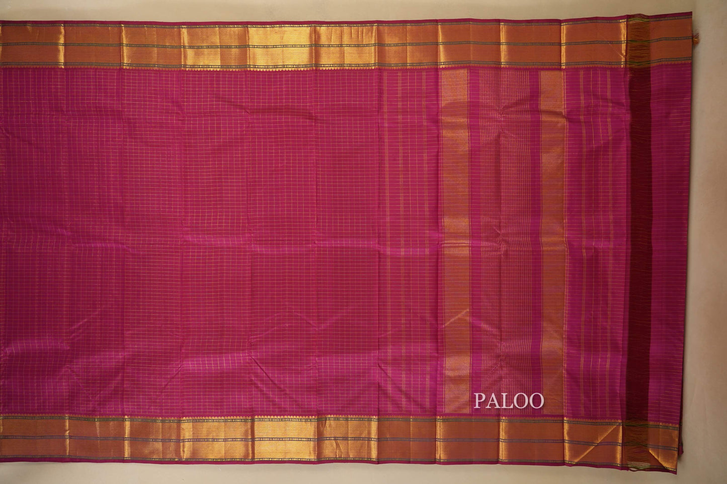 Pink Vintage Kanjivaram Silk Saree Paloo