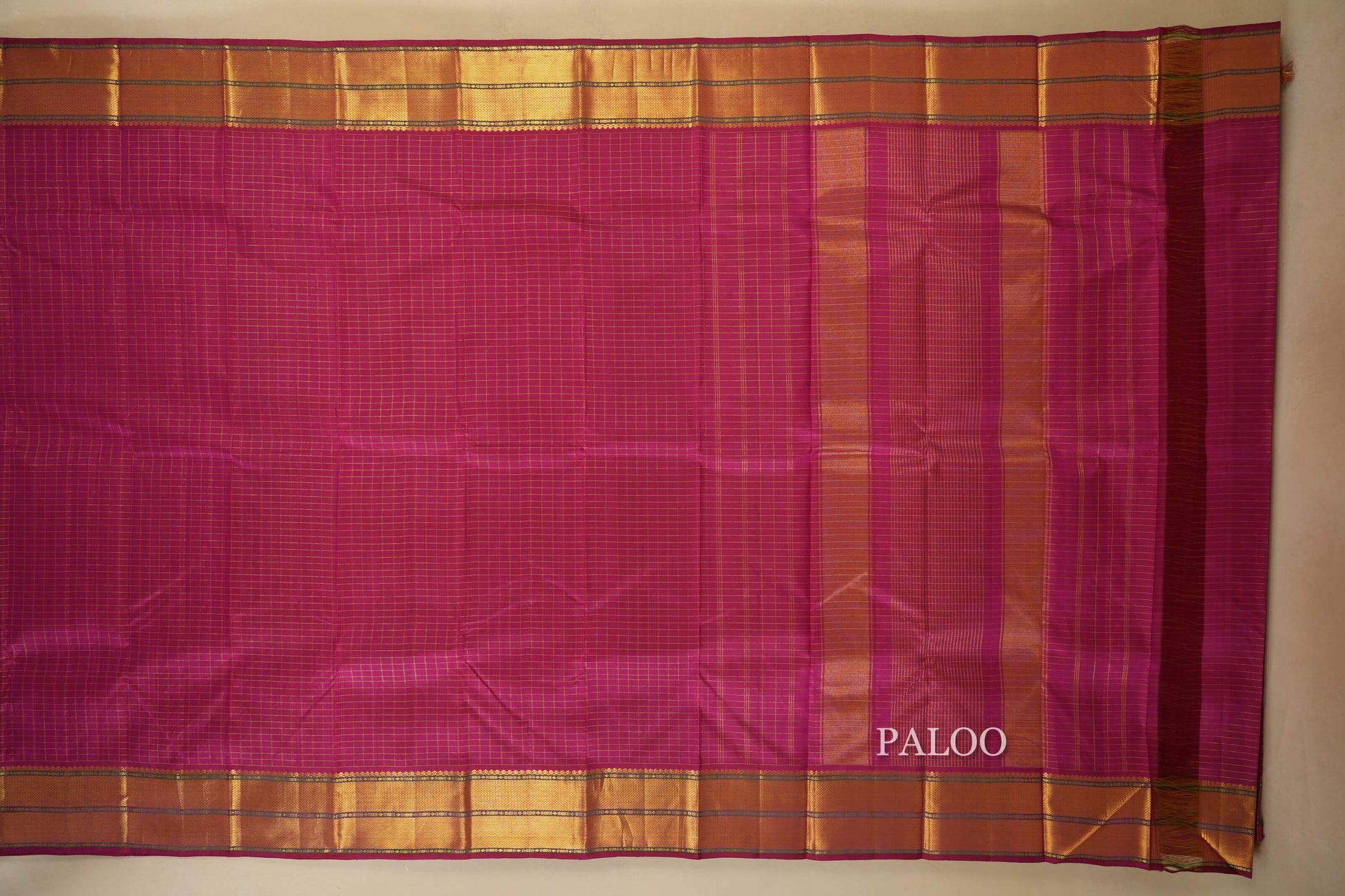 Pink Vintage Kanjivaram Silk Saree Paloo