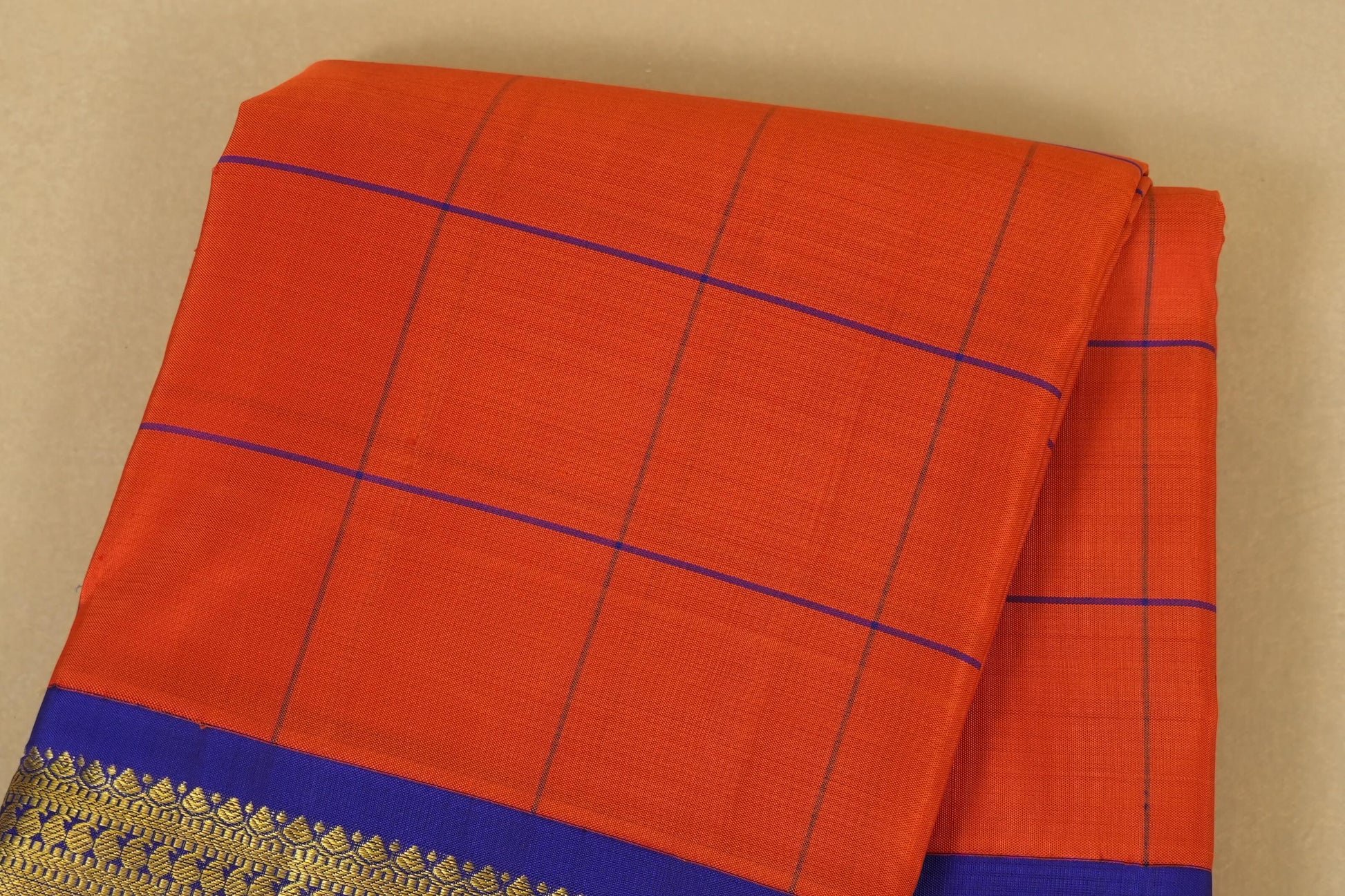Orange Vintage Kanjivaram Silk Saree body zoom