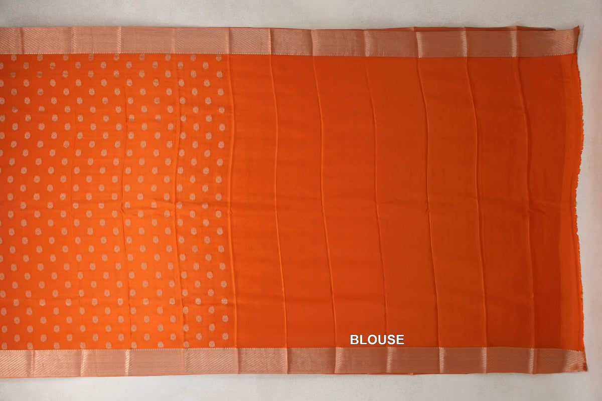 Burnt Orange Mysore Silk Saree blouse