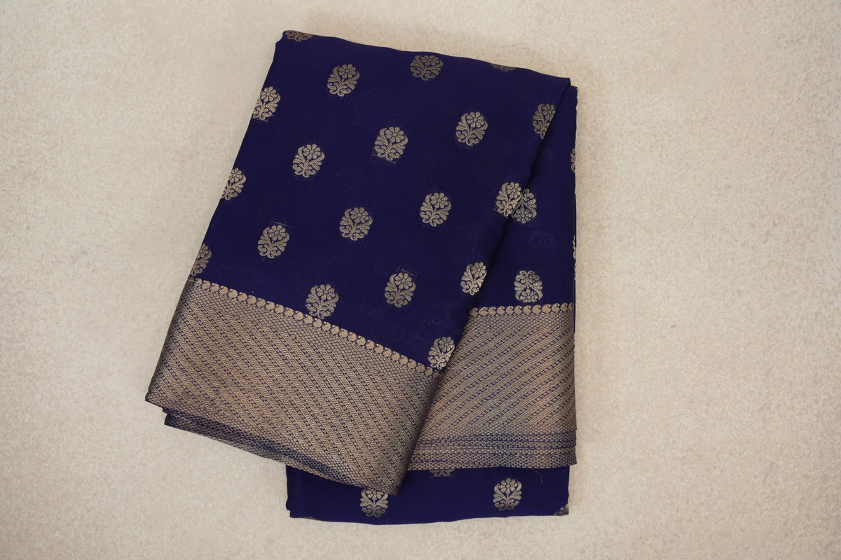 Deep Blue Mysore Silk Saree