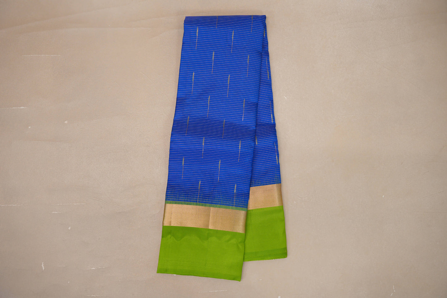 Online Deep Blue with Parrot Green Borders Light Weight Kanjivaram Silk Saree