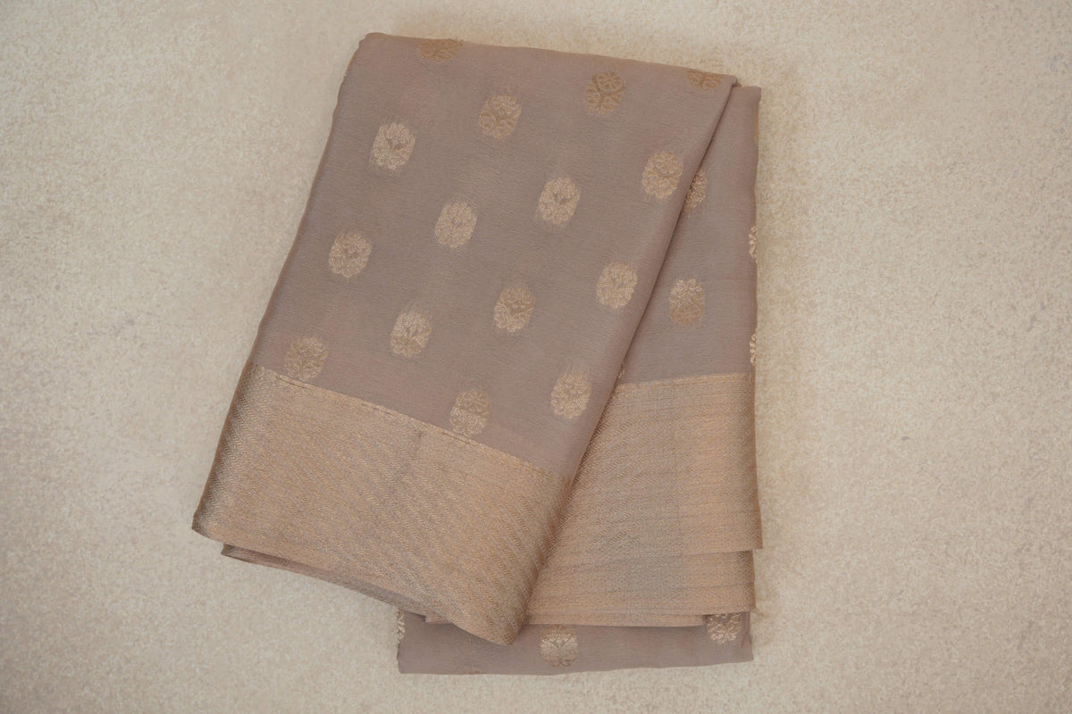 Dark Beige Mysore Silk Saree