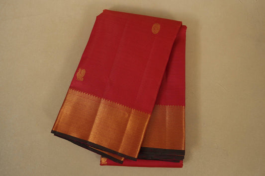 Folded Red Vintage Kanjivaram Silk Saree 