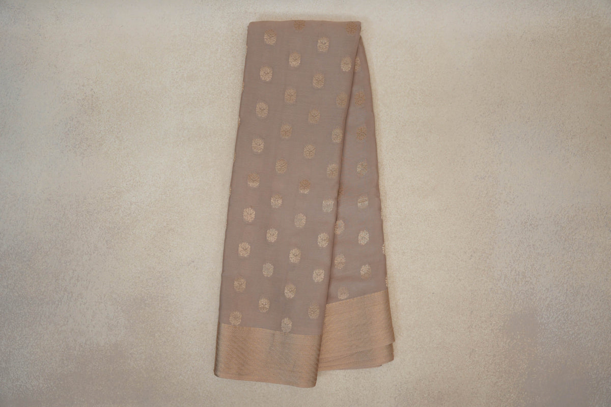 Online Dark Beige Mysore Silk Saree