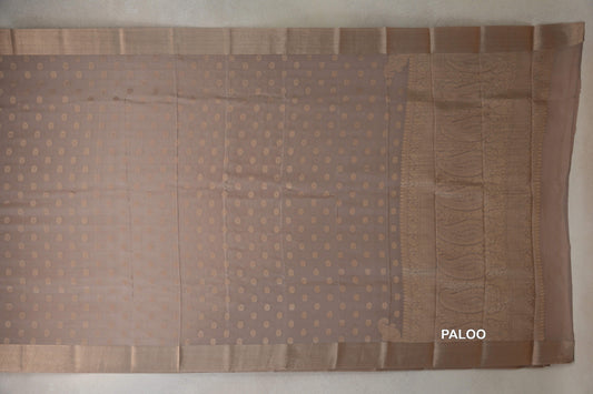 Dark Beige Mysore Silk Saree paloo