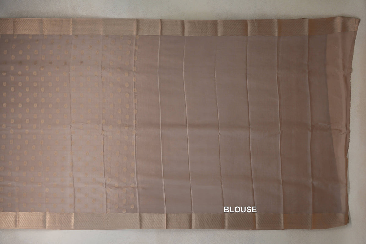 Dark Beige Mysore Silk Saree blouse