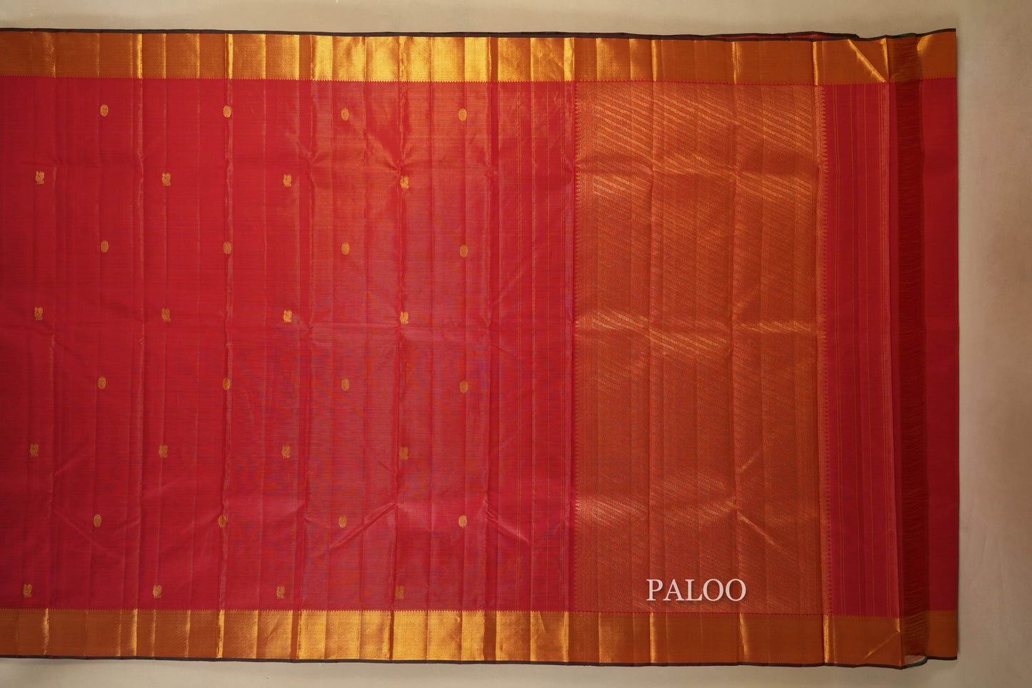 Red Vintage Kanjivaram Silk Saree Paloo
