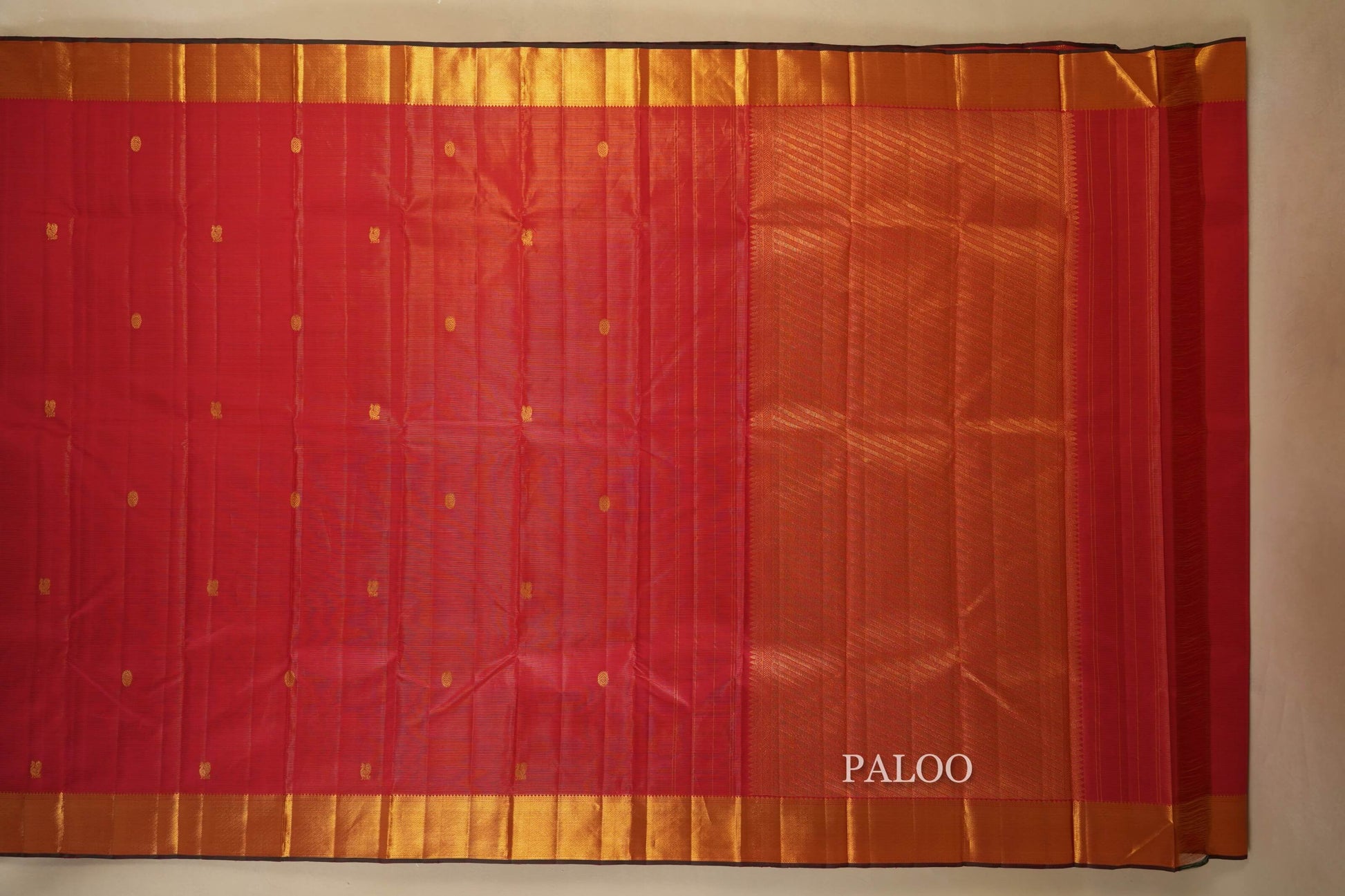 Red Vintage Kanjivaram Silk Saree Paloo