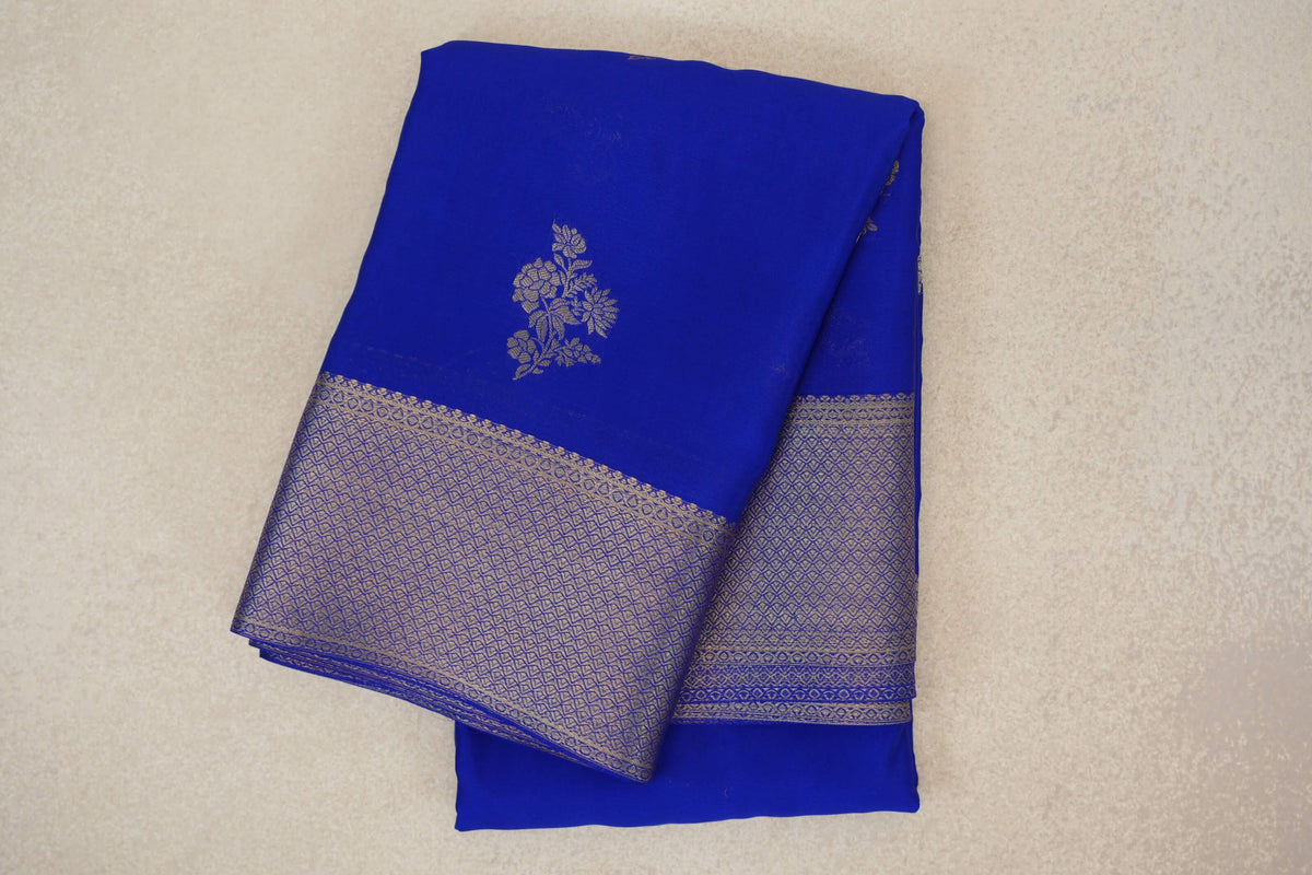 Bright Royal Blue Mysore Silk Saree